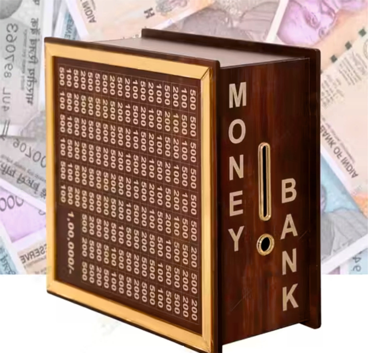 Wooden 100 Days ₹1,00,000 Saving Challenge Box