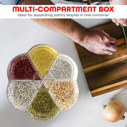 Grocery Organiser 360° Rotating with 6 Grid Dispenser with Holder Dispenser Sealed Storage