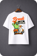 Break The Routine Ride Free – Funny Scooter Monster Graphic Oversized T-Shirt