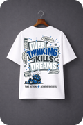 Overthinking Kills Dreams – Motivational Streetwear Robot Graphic Oversized T-Shirt