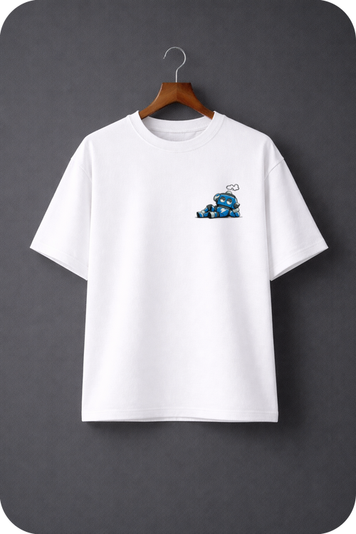 Overthinking Kills Dreams – Motivational Streetwear Robot Graphic Oversized T-Shirt